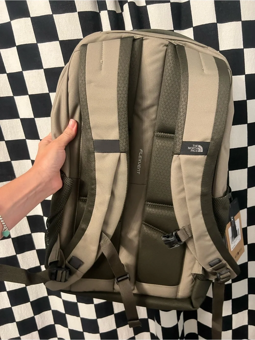 The North Face Jester Backpack in Taupe, Olive & Neon Yellow Cord